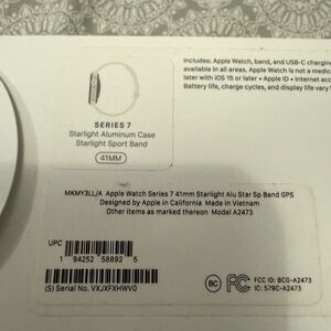 Apple Series 7 Starlight Aluminum Sport Band